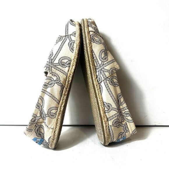 TOMS Rope Print Loafers Womens 8.5 Cream Black Slip On Shoe Flats Comfort Casual - Picture 5 of 10